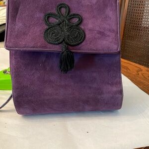 Purple Suede Bag with Black Embellishment